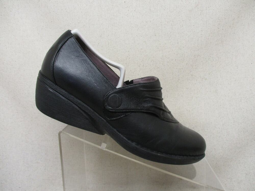 Dansko Womens Black Leather Wedge Comfort Ankle Nursing Shoes Sz 40 EUR